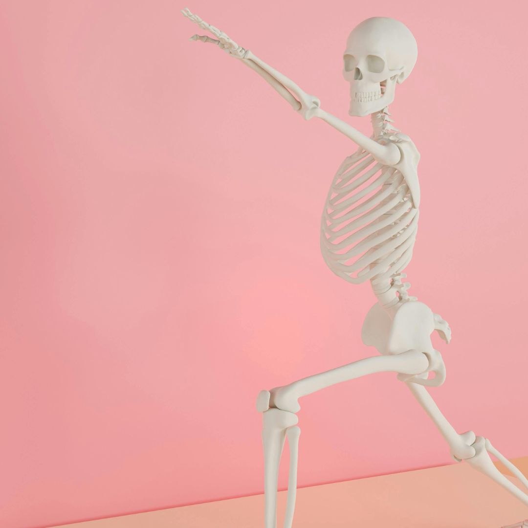 Illustration linking bone health, hormones and movement in PCOS